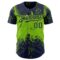 Custom Navy Neon Green 3D Pattern Design Abstract Splatter Grunge Art Authentic Baseball Jersey
