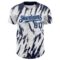 Custom White Navy-Light Blue 3D Pattern Design Abstract Sharp Shape Authentic Baseball Jersey
