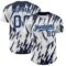 Custom White Navy-Light Blue 3D Pattern Design Abstract Sharp Shape Authentic Baseball Jersey