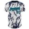 Custom White Navy-Teal 3D Pattern Design Abstract Sharp Shape Authentic Baseball Jersey