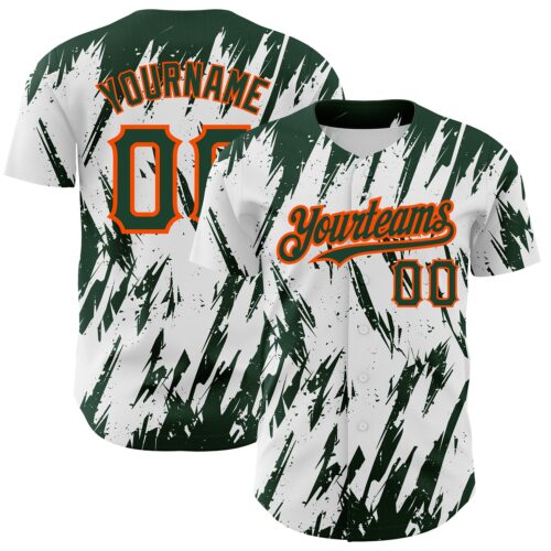3DPattern2476 Custom White Green-Orange 3D Pattern Design Abstract Sharp Shape Authentic Baseball Jersey