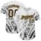 Custom White Black-Old Gold 3D Pattern Design Abstract Splash Authentic Baseball Jersey