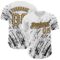 Custom White Old Gold-Black 3D Pattern Design Abstract Splash Authentic Baseball Jersey