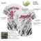 Custom White Pink-Black 3D Pattern Design Abstract Splash Authentic Baseball Jersey