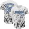 Custom White Light Blue-Black 3D Pattern Design Abstract Splash Authentic Baseball Jersey
