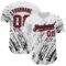 Custom White Crimson-Black 3D Pattern Design Abstract Splash Authentic Baseball Jersey