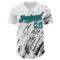 Custom White Teal-Black 3D Pattern Design Abstract Splash Authentic Baseball Jersey