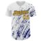 Custom White Gold-Royal 3D Pattern Design Abstract Splash Authentic Baseball Jersey