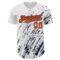 Custom White Orange-Navy 3D Pattern Design Abstract Splash Authentic Baseball Jersey