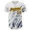 Custom White Navy-Gold 3D Pattern Design Abstract Splash Authentic Baseball Jersey