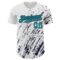 Custom White Teal-Navy 3D Pattern Design Abstract Splash Authentic Baseball Jersey