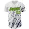 Custom White Neon Green-Navy 3D Pattern Design Abstract Splash Authentic Baseball Jersey