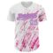 Custom White Light Blue-Pink 3D Pattern Design Abstract Splash Authentic Baseball Jersey