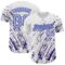 Custom White Light Blue-Purple 3D Pattern Design Abstract Splash Authentic Baseball Jersey