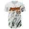 Custom White Green-Orange 3D Pattern Design Abstract Splash Authentic Baseball Jersey