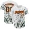 Custom White Green-Orange 3D Pattern Design Abstract Splash Authentic Baseball Jersey