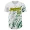 Custom White Kelly Green-Gold 3D Pattern Design Abstract Splash Authentic Baseball Jersey