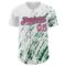 Custom White Pink-Kelly Green 3D Pattern Design Abstract Splash Authentic Baseball Jersey