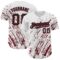 Custom White Black-Crimson 3D Pattern Design Abstract Splash Authentic Baseball Jersey