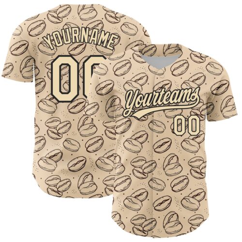 3DPattern2580 Custom City Cream Black 3D Pattern Design International Coffee Day Authentic Baseball Jersey