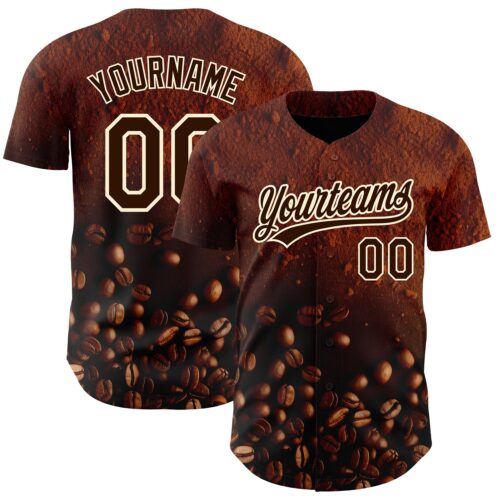 3DPattern2582 Custom Brown Cream 3D Pattern Design International Coffee Day Authentic Baseball Jersey