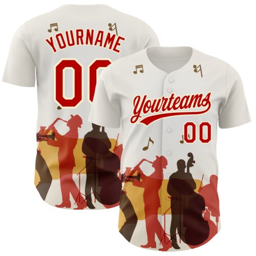 3DPattern2591 Custom White Red-Cream 3D Pattern Design International Jazz Day Authentic Baseball Jersey