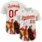 Custom White Red-Cream 3D Pattern Design International Jazz Day Authentic Baseball Jersey