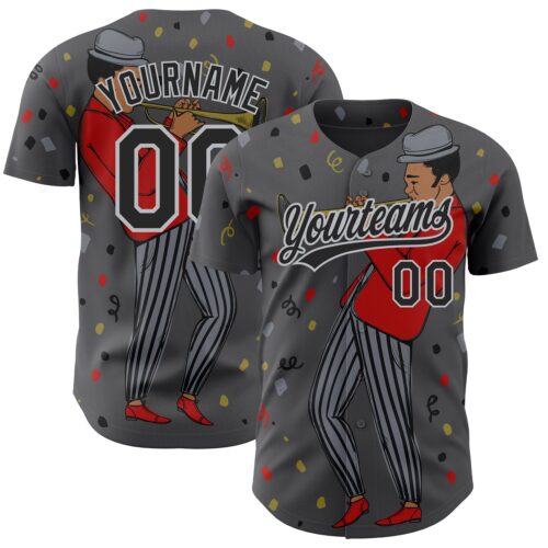 3DPattern2596 Custom Steel Gray Black-Gray 3D Pattern Jazz Music Authentic Baseball Jersey