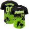 Custom Black Neon Green-White 3D Pattern Design Abstract Splash Grunge Art Authentic Baseball Jersey