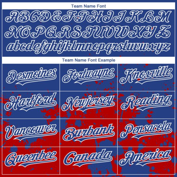 Custom Royal Red-White 3D Pattern Design Abstract Splash Grunge Art Authentic Baseball Jersey