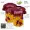 Custom Crimson Gold-White 3D Pattern Design Abstract Splash Grunge Art Authentic Baseball Jersey