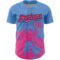 Custom Light Blue Pink-Black 3D Pattern Design Abstract Splash Grunge Art Authentic Baseball Jersey