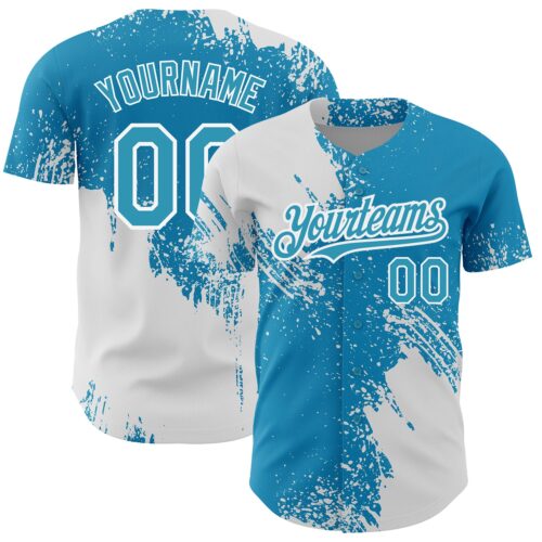 3DPattern2646 Custom Panther Blue White 3D Pattern Design Abstract Brush Stroke Authentic Baseball Jersey