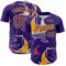 Custom Purple Gold 3D Pattern Design Sailing Boats Authentic Baseball Jersey