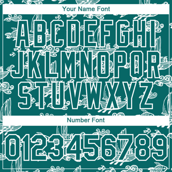 Custom Teal White 3D Pattern Design Boats And Fish Authentic Baseball Jersey
