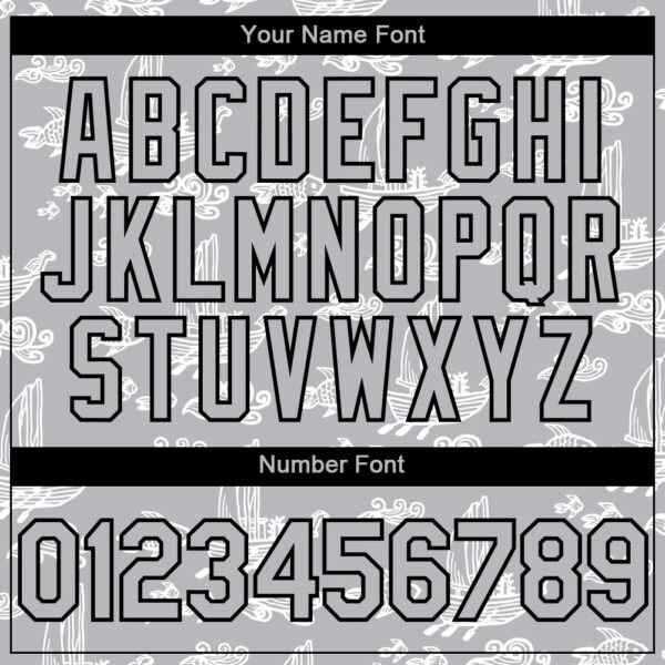 Custom Gray Black 3D Pattern Design Boats And Fish Authentic Baseball Jersey
