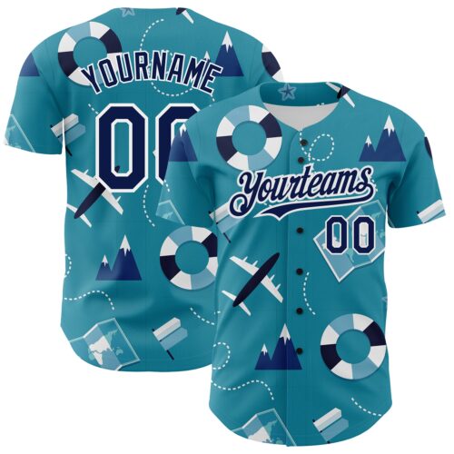 3DPattern2691 Custom Lakes Blue Navy-White 3D Pattern Design Holiday Travel Authentic Baseball Jersey