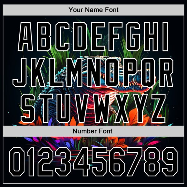 Custom Black White 3D Pattern Design Neon Crocodile Authentic Baseball Jersey
