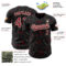 Custom Black Crimson-Cream 3D Pattern Design Abstract Network Authentic Baseball Jersey