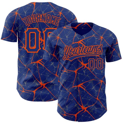 3DPattern2722 Custom Royal Orange 3D Pattern Design Abstract Network Authentic Baseball Jersey