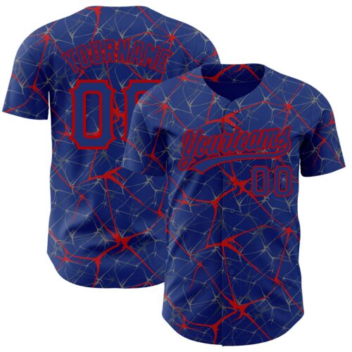 3DPattern2723 Custom Royal Red 3D Pattern Design Abstract Network Authentic Baseball Jersey