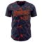 Custom Navy Orange 3D Pattern Design Abstract Network Authentic Baseball Jersey