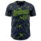 Custom Navy Neon Green 3D Pattern Design Abstract Network Authentic Baseball Jersey