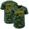 Custom Green Gold 3D Pattern Design Abstract Network Authentic Baseball Jersey