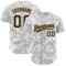 Custom White Black-Old Gold 3D Pattern Design Curve Lines Authentic Baseball Jersey