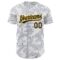 Custom White Navy-Gold 3D Pattern Design Curve Lines Authentic Baseball Jersey