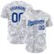 Custom White Royal 3D Pattern Design Curve Lines Authentic Baseball Jersey