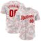 Custom White Red 3D Pattern Design Curve Lines Authentic Baseball Jersey
