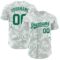 Custom White Kelly Green 3D Pattern Design Curve Lines Authentic Baseball Jersey