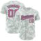 Custom White Pink-Kelly Green 3D Pattern Design Curve Lines Authentic Baseball Jersey